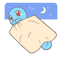 a cartoon of a squirtle laying on a blanket