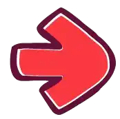 a red arrow pointing to the right with a purple border on a white background .
