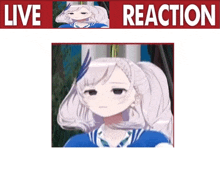 a picture of a girl with a ponytail and the words live reaction