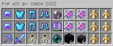 a screenshot of a pvp kit by crech 2022 with various items