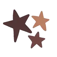 three brown stars are lined up in a row on a white background .