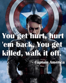 a poster of captain america with a quote