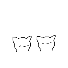 a black and white drawing of two cats with their eyes closed .