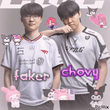 a picture of faker and chovy with a picture of my melody