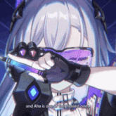 a girl with glasses and gloves is holding a knife and the words " and aha is one of the trickiest ones "