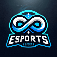 a blue and white logo for esports with a infinity symbol