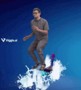 a man is jumping in the air with a viggle.ai logo in the background