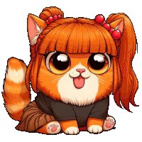 a cartoon illustration of a cat with red hair