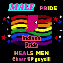 a poster that says " male pride " and " indiana pride "