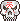 a pixel art illustration of a skull with blood on its face .