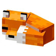 a minecraft fox is laying on top of another fox