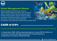 an advertisement for the waste management market with a picture of a worker