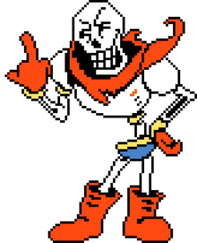 a pixel art of papyrus giving a thumbs up sign