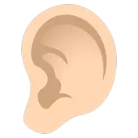 a close up of a person 's ear with a white background