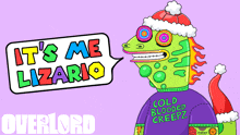 a cartoon of a lizard wearing a santa hat says it 's me lizard