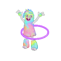 a cartoon character with a purple hula hoop around her waist