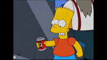 bart simpson is holding a can of beer