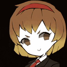 a drawing of a girl with a red headband