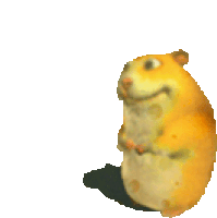 a cartoon hamster is smiling and standing on its hind legs on a white background .