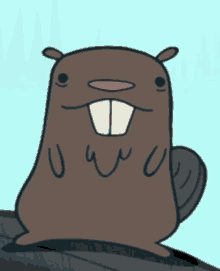 a cartoon drawing of a beaver with the letter u visible