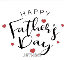 a happy father 's day greeting card with hearts and the name jethro