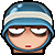 a cartoon character wearing a helmet and headphones with a sad look on his face .