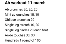 a list of exercises for the month of march .