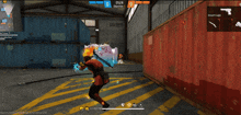 a screenshot of a video game shows a man running in front of a giant ice cube