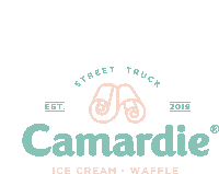 a logo for camardie ice cream and waffle says street truck est 2019