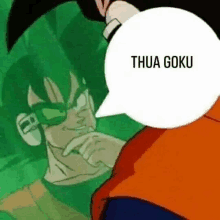 a cartoon character with a speech bubble saying thua goku .