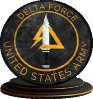 the delta force united states army logo is on a black circle