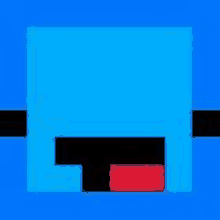 a blue square with a red square in the middle and a black square in the corner .