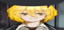 a pixel art of a girl with yellow hair