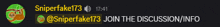 sniper fake 173 join the discussion info is displayed on a screen