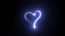 a light drawing of a heart with a black background