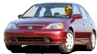 a red honda with a yellow helmet on the driver 's head