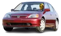 a red honda with a yellow helmet on the driver 's head