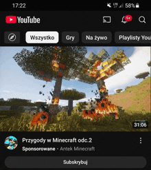 a screenshot of a youtube page showing a video of trees on fire