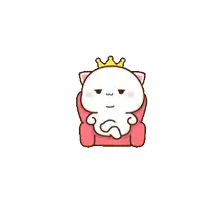 a cartoon cat is sitting in a chair with a crown on his head .