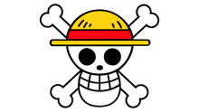 a skull and crossbones with a yellow hat and red ribbon