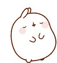 a drawing of a rabbit with its eyes closed and a pink face .