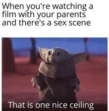 when you 're watching a film with your parents and there 's a sex scene , that is one nice ceiling