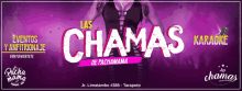 a poster for las chamas karaoke with a woman in a black dress