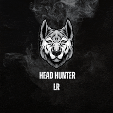 a logo for head hunter lr with a wolf