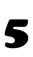 a black number 5 is on a white background .