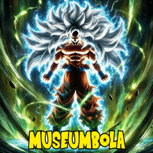 a poster of a cartoon character with the words museumbola in yellow