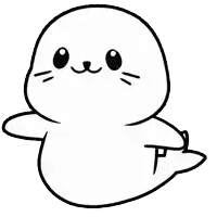 a black and white drawing of a seal with a cat 's face