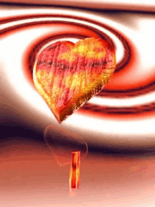 a heart with a swirl in the background is floating in the air