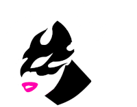 a black silhouette of a woman with pink lips