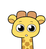 a cartoon drawing of a giraffe with a surprised look on his face